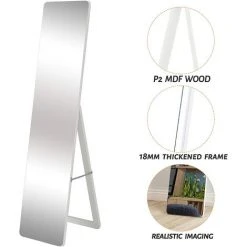 Soges Miroir Pleine Longueur 160 X 36 Cm, Miroir De Chambre à Coucher Sur Pied Avec Support Au Sol, Miroir Rectangulaire Mural Complet Pour Salon, QH-1712 -Miroir Soldes Boutique 67716766 5