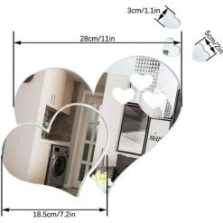 FLYME Miroir Stickers Muraux, Cristal 3D Double Amour Coeur Acrylique DIY Art Stickers Muraux Maison Salon Salle De Bain TV Fond Décor, 10 Pcs / 2 Ensemble (Argent) -Miroir Soldes Boutique 67806233 3