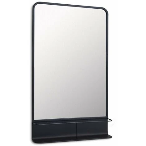 LIFA LIVING Miroir Rectangulaire Avec Espace De Rangement, Miroir Mural En Métal Noir, Miroir De Salle De Bain Design, Grand Miroir Pour Chambre Et Salon 90 Cm - Noir 3 LIFA LIVING Miroir Rectangulaire Avec Espace De Rangement, Miroir Mural En Métal Noir, Miroir De Salle De Bain Design, Grand Miroir Pour Chambre Et Salon 90 Cm - Noir