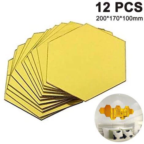 PESCE Stickers Muraux Hexagonaux, 12 PCS Grands Stickers Muraux Amovibles Miroir Acrylique Pour La Maison Salon Chambre Décor200x170x100mmOr 3 PESCE Stickers Muraux Hexagonaux, 12 PCS Grands Stickers Muraux Amovibles Miroir Acrylique Pour La Maison Salon Chambre Décor200x170x100mmOr