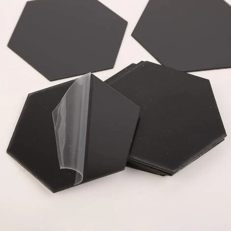 PESCE 12 PCS Acrylique Miroir Stickers Muraux Auto-Adhésif Amovible Hexagonal Décoratif Feuille De Miroir Pour La Maison Salon Chambre DecorBlack 4 PESCE 12 PCS Acrylique Miroir Stickers Muraux Auto-Adhésif Amovible Hexagonal Décoratif Feuille De Miroir Pour La Maison Salon Chambre DecorBlack – Image 2