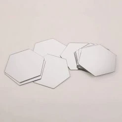 PESCE 12 PCS Acrylique Miroir Stickers Muraux Auto-Adhésif Amovible Hexagonal Décoratif Feuille De Miroir Pour La Maison Salon Chambre DecorArgent -Miroir Soldes Boutique 67993779 3