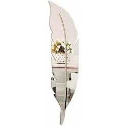 PESCE Miroir Mural Plume, Miroir Acrylique 3D Plume Stickers Muraux Décor À La Maison Moderne Amovible Art Autocollants Pour Salon Chambre Salle De Bains Bureau Décoration