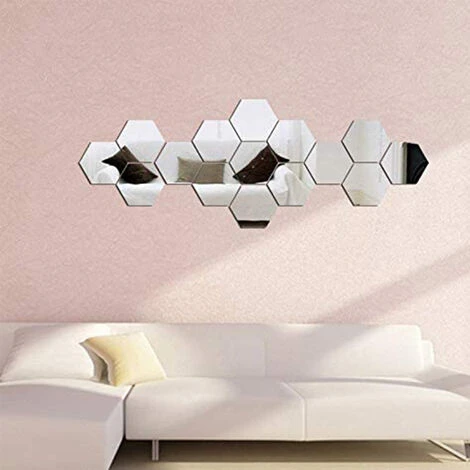 PESCE Stickers Muraux Hexagonaux, 12 PCS Grands Stickers Muraux Miroir Acrylique Amovibles Pour La Maison Salon Chambre Décor177x153x90mmArgent 5 PESCE Stickers Muraux Hexagonaux, 12 PCS Grands Stickers Muraux Miroir Acrylique Amovibles Pour La Maison Salon Chambre Décor177x153x90mmArgent – Image 3