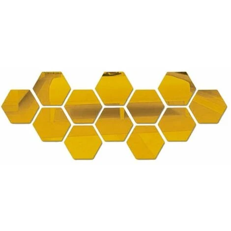 PESCE 12 PCS Acrylique Miroir Stickers Muraux Auto-Adhésif Amovible Hexagonal Décoratif Feuille De Miroir Pour La Maison Salon Chambre DecorGold -Miroir Soldes Boutique 67993851 1