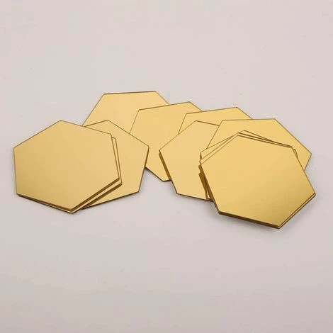 PESCE 12 PCS Acrylique Miroir Stickers Muraux Auto-Adhésif Amovible Hexagonal Décoratif Feuille De Miroir Pour La Maison Salon Chambre DecorGold 5 PESCE 12 PCS Acrylique Miroir Stickers Muraux Auto-Adhésif Amovible Hexagonal Décoratif Feuille De Miroir Pour La Maison Salon Chambre DecorGold – Image 3