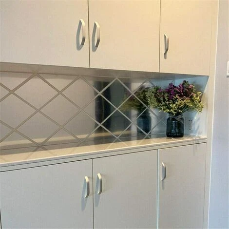 PESCE Autocollants Muraux De Miroir De Diamant 3D, Autocollants De Miroir De Couture De Triangle Auto-adhésif Amovible Autocollants Muraux De Bricolage Autocollants De Meubles De Carreaux De Céramique Décoration Papier Peint Pour Le Salon à La Maison 4 PESCE Autocollants Muraux De Miroir De Diamant 3D, Autocollants De Miroir De Couture De Triangle Auto-adhésif Amovible Autocollants Muraux De Bricolage Autocollants De Meubles De Carreaux De Céramique Décoration Papier Peint Pour Le Salon à La Maison – Image 2