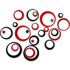 PESCE 18pcs Acrylique Miroir Autocollant Mural Décalque Pour La Maison Salon Chambre Décor 3d Fleur Bricolage Décoration Murale Silver24pcs (noir + Rouge)