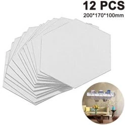 PESCE Stickers Muraux Hexagonaux, 12 PCS Grands Stickers Muraux Amovibles Miroir Acrylique Pour La Maison Salon Chambre Décor200x170x100mmArgent