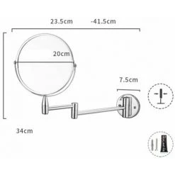 GRID COOL Miroir De Beauté De Salle De Bain, Miroir De Beauté Mural Télescopique Pliable, Miroir De Beauté Haute Définition Double Face Sans Perforation (modèle Simple 8 Pouces, Plan Miroir Double Face + Grossissement 3 Fois) -Miroir Soldes Boutique 68073202 2