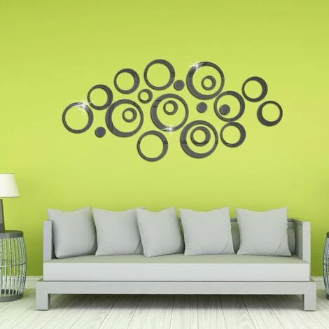 ECHOO Miroirs Muraux 24 Pièces Réglage Miroir Acrylique Amovible Sticker Mural Decal Maison Décoration (noir) 4 ECHOO Miroirs Muraux 24 Pièces Réglage Miroir Acrylique Amovible Sticker Mural Decal Maison Décoration (noir) – Image 2
