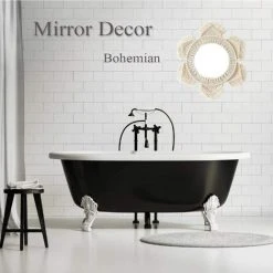 OYLDA Miroir Mural Suspendu En Macramé, Franges Suspendues Faites à La Main Ronde Décorative 10 OYLDA Miroir Mural Suspendu En Macramé, Franges Suspendues Faites à La Main Ronde Décorative -Miroir Soldes Boutique 68135807 4