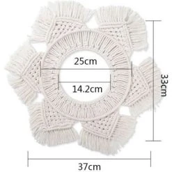 OYLDA Miroir Mural Suspendu En Macramé, Franges Suspendues Faites à La Main Ronde Décorative 11 OYLDA Miroir Mural Suspendu En Macramé, Franges Suspendues Faites à La Main Ronde Décorative -Miroir Soldes Boutique 68135807 5