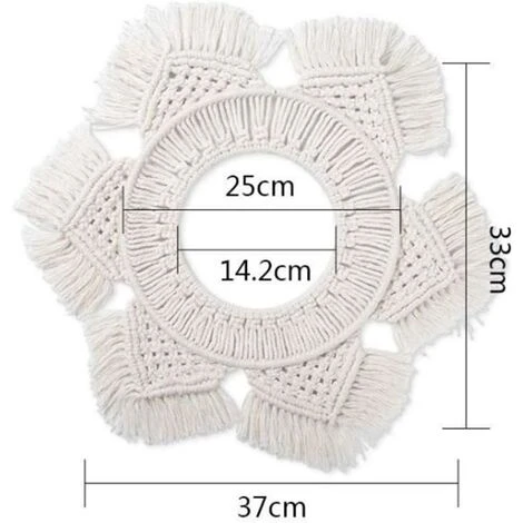 OYLDA Miroir Mural Suspendu En Macramé, Franges Suspendues Faites à La Main Ronde Décorative 7 OYLDA Miroir Mural Suspendu En Macramé, Franges Suspendues Faites à La Main Ronde Décorative – Image 5