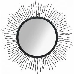 LangRay Maison & Jardin Miroir Mural De Jardin Rayons De Soleil 80 Cm Noir -Miroir Soldes Boutique 68150527 3