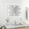 LangRay Maison & Jardin Miroir Mural Sans Cadre Avec Lampes LED Rectangulaire Verre -Miroir Soldes Boutique 68151188 1