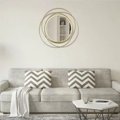 QERSTA Miroir Rond Pour Decoration Murale Dans Maison, Salon Et Miroir Doré Pour Décoration C -Miroir Soldes Boutique 68272101 5