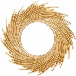 QERSTA Miroir Mural | Miroir Rond Pour La Décoration Murale De La Maison, Du Salon Et De La Chambre | Photo Haute Résolution | Cadeau Original Pour Femme Et Maman Avec Des Lunettes De Soleil Accrochées Au Mur | Miroir Doré Pour La Décoration