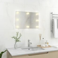 LangRay Maison & Jardin Miroir Mural Avec Lampes LED Rectangulaire Verre -Miroir Soldes Boutique 68279835 3