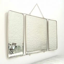MAISON TILLEUL Miroir Barbier 3 Faces Nickel Argenté Avec Chaîne 87 X 55,5 Cm - Chaumont - Plateado -Miroir Soldes Boutique 68308981 3