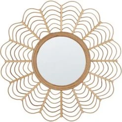 BELIANI Miroir En Bois Solide Naturel 60x60 - Naturel