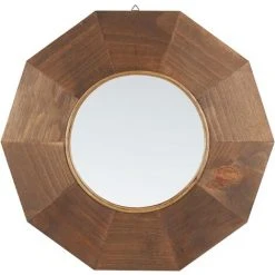 BELIANI Miroir En Bois Solide Marron 60x60 - Marron