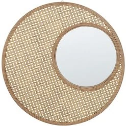 BELIANI Miroir En Rotin Beige 60x60 - Beige
