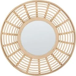 BELIANI Miroir En Bois Solide Naturel 60x60 - Naturel