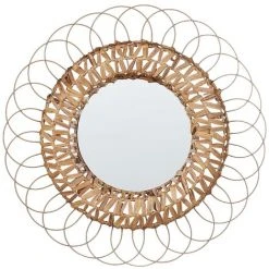 BELIANI Miroir En Bois Solide Naturel 67x67 - Naturel