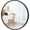 COSTWAY Miroir Mural Suspendu Rond, 40x40cm Avec Cadre En Alliage D'Aluminium, Pour Salon Salle De Bain Chambre Entrée Décoration De La Maison, Noir -Miroir Soldes Boutique 68609723 1
