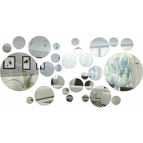 GRID COOL 32 Pièces Autocollant Mural De Miroir Cercle Rond De Décoration Domicile 3 GRID COOL 32 Pièces Autocollant Mural De Miroir Cercle Rond De Décoration Domicile