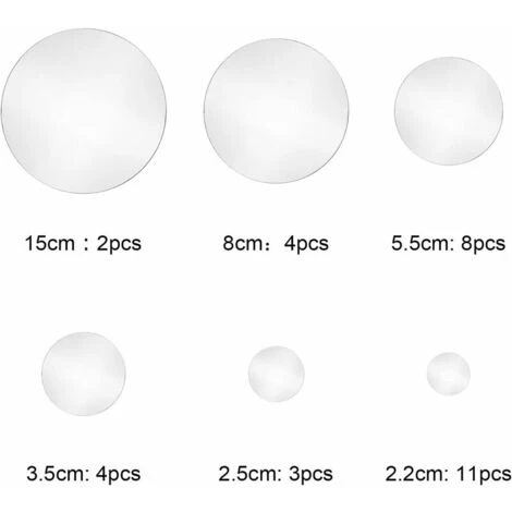 GRID COOL 32 Pièces Autocollant Mural De Miroir Cercle Rond De Décoration Domicile 4 GRID COOL 32 Pièces Autocollant Mural De Miroir Cercle Rond De Décoration Domicile – Image 2