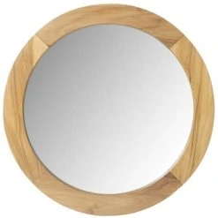 VENTE-UNIQUE.COM Miroir Rond Avec Contour En Bois De Teck - 60 Cm - BUBUNAN - Naturel Clair