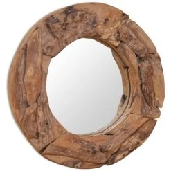 Miroir Décoratif Teck 60 Cm Rond VidaXL -Miroir Soldes Boutique 8171593 3