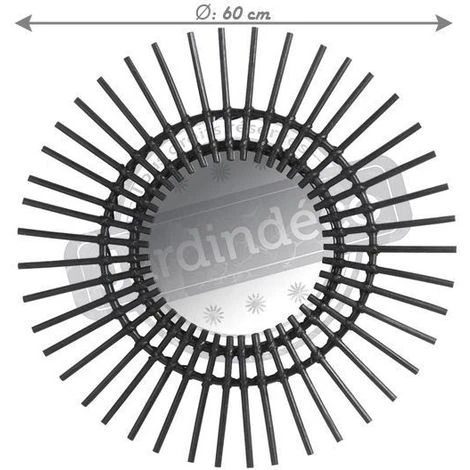 AUBRY GASPARD Miroir Déco Vintage Rotin Noir Noir - Noir 5 AUBRY GASPARD Miroir Déco Vintage Rotin Noir Noir - Noir – Image 3