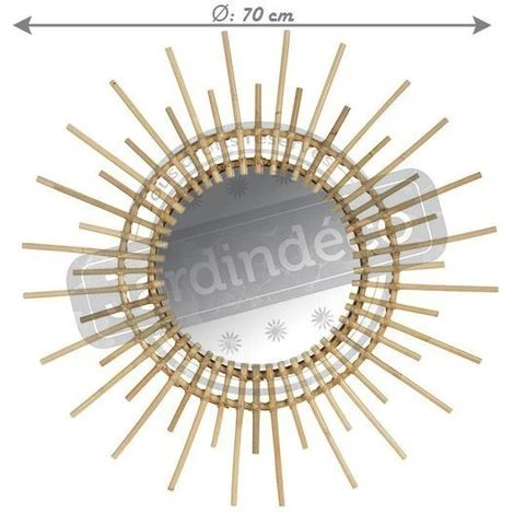 AUBRY GASPARD Miroir Rotin Vintage Soleil Naturel - Naturel 4 AUBRY GASPARD Miroir Rotin Vintage Soleil Naturel - Naturel – Image 2