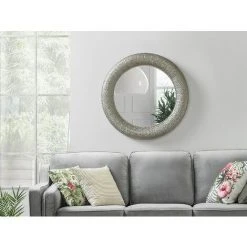 BELIANI Miroir En Plastique Argenté 80x80 - Argenté -Miroir Soldes Boutique 8922962 2