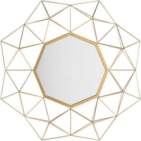 BELIANI Miroir En Métal Doré 80x80 - Doré 3 BELIANI Miroir En Métal Doré 80x80 - Doré