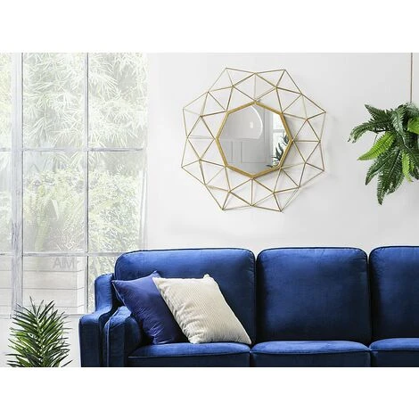 BELIANI Miroir En Métal Doré 80x80 - Doré 4 BELIANI Miroir En Métal Doré 80x80 - Doré – Image 2