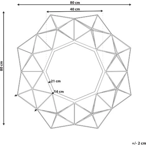 BELIANI Miroir En Métal Doré 80x80 - Doré 5 BELIANI Miroir En Métal Doré 80x80 - Doré – Image 3