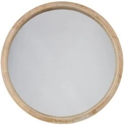 Atmosphera - Miroir Mural En Bois De Paulownia D 50 Cm - Beige